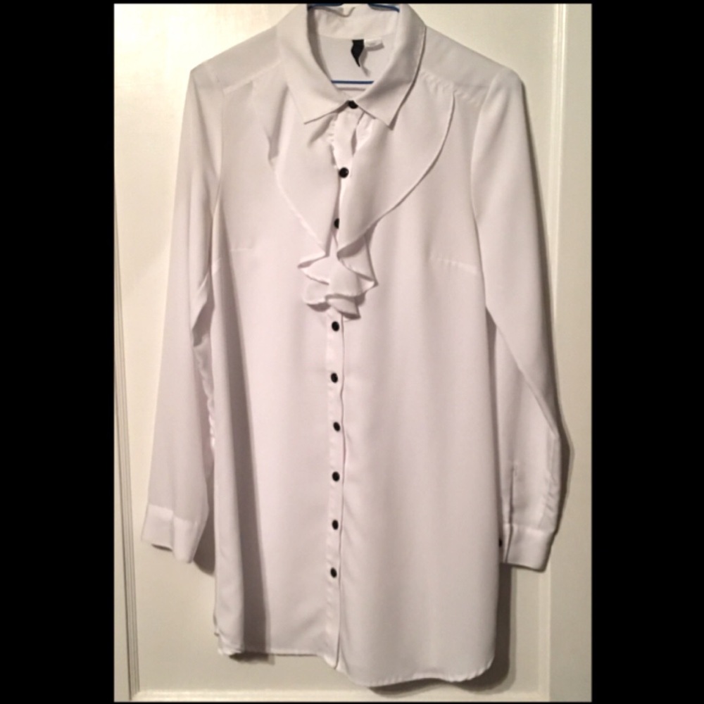 Ruffle button up long top